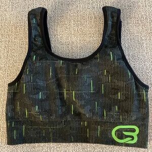 AVA Active cyclebar black green sports bra size small